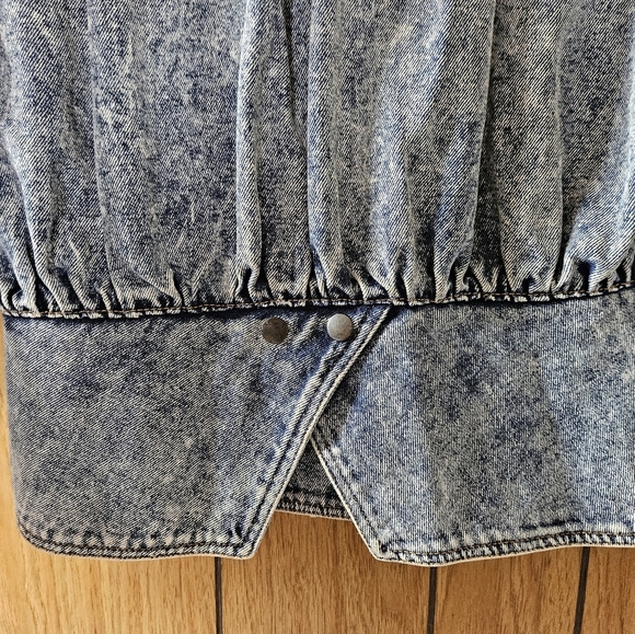 Vintage 80's Glam Rock style Acid Wash Jean Jacket Size M - Picture 5 of 6
